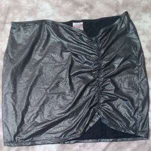 Metallic Black Ruched Skirt
